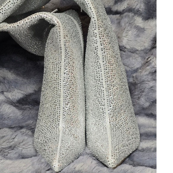 NEW INC Saveria Rhinestone Tall Over-The-Knee‎ Boots Silver size 5.5 - Picture 6 of 10